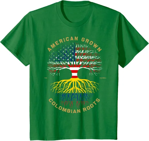 Miniatura 31 de Camiseta de regalo con la bandera de Estados Unidos con árbol de raíces colombianas