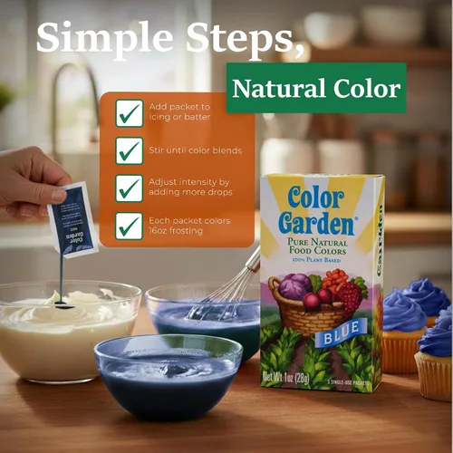 Miniatura 5 de Color Garden Colorante alimentario natural puro, azul, 5 unidades de 1 onza Colorante alimenticio líquido a base de plantas, vegano, no tóxico