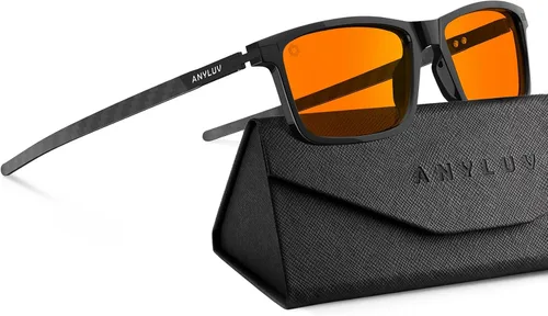 Miniatura 16 de ANYLUV Blue Light Glasses for Men,Rectangle Business Style Glasses, Carbon Fiber Straight Legs Glasses for Eye Protection
