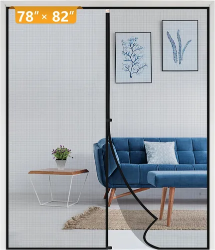 Miniatura 90 de Yotache - Puerta mosquitera magnética estrecha para puerta de 26 x 78 pulgadas, tamaño de malla de 28 x 79 pulgadas, malla de fibra de vidrio Negro
