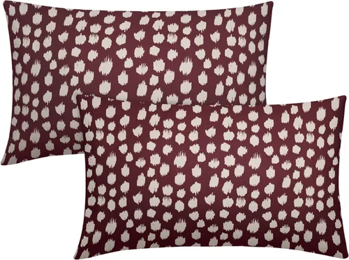 Miniatura 106 de Fundas de almohada marrón y blancas de 18 x 18 pulgadas, juego de 2 almohadas boho grises con lunares, fundas de almohada modernas estampadas