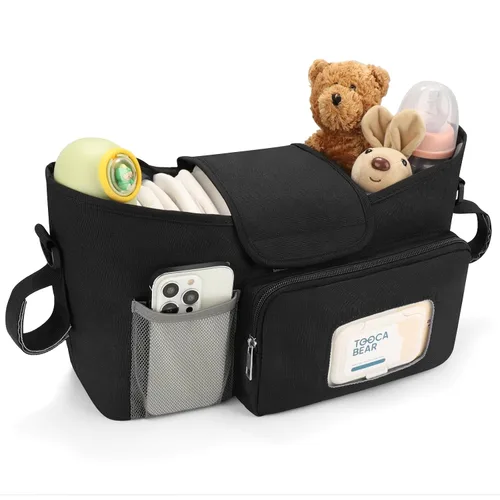 Miniatura 3 de Accmor Organizador universal para cochecito con portavasos aislado, accesorios para bolsa de cochecito, organizador de portavasos para cochecito