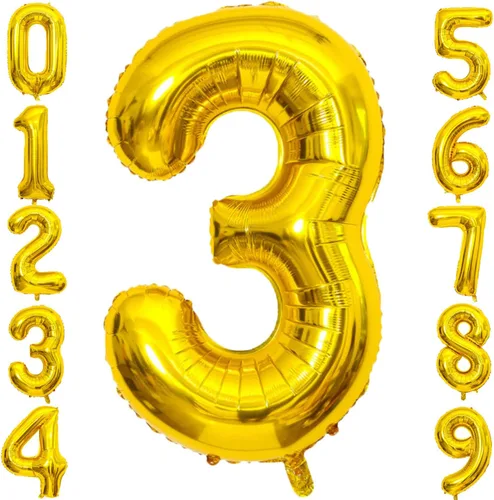 Miniatura 24 de Globo dorado grande de 40 pulgadas con letras del alfabeto de Mylar de aluminio de helio, globos de número grande para cumpleaños, aniversario