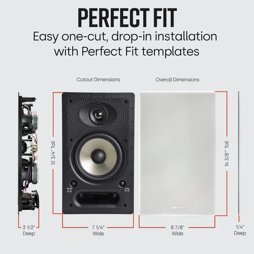 Miniatura 2 de Polk Audio Altavoces empotrados en pared 65-RT (1) Driver de 6.5" – Serie Vanishing Sonido Premium Power Port y Rejilla Blanca Pintable