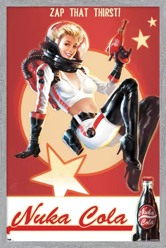 Miniatura 17 de Fallout 4 - Póster de pared de Nuka Cola - Zap That Thirst!, 22.4 pulgadas de largo x 14.7 pulgadas de ancho, versión enmarcada de madera de granero