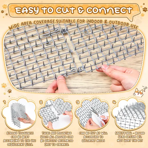Miniatura 3 de Sanwuta Tapete disuasorio para gatos de 26.3 pies, 2 piezas, tapete disuasorio para gatos al aire libre con púas, tiras de espinillas para Gris