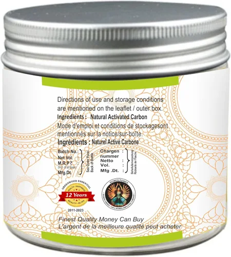 Miniatura 3 de Greenwood Essential Carbón activado natural en polvo de carbón fino de cáscara de coco 100% orgánico, puro y natural, 100 gm (3.5 oz)