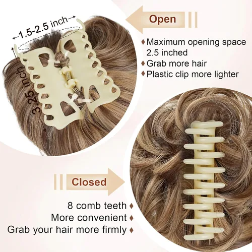 Miniatura 8 de Extensiones de moño grandes y desordenadas para mujer, onduladas, rizadas, extensiones de moño falso, extensiones de cola de caballo para recoger