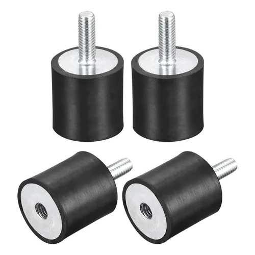 Miniatura 10 de uxcell Amortiguador de choque D20mmxH15m m del aislador de la vibración del macho/femenino de los soportes 4pcs M6 de goma