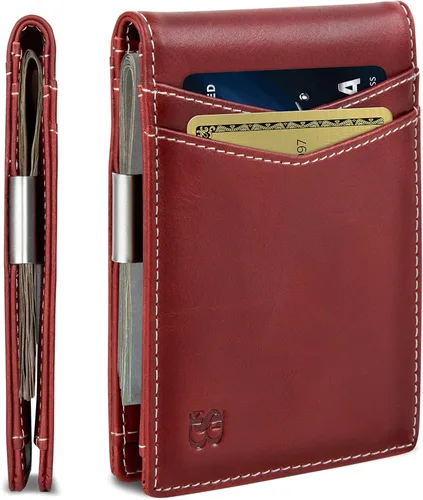 SERMAN BRANDS - Cartera delgada con clip de billetes para hombre, con bolsillo delantero, tarjetero, bloqueo de interferencia de radiofrecuencia