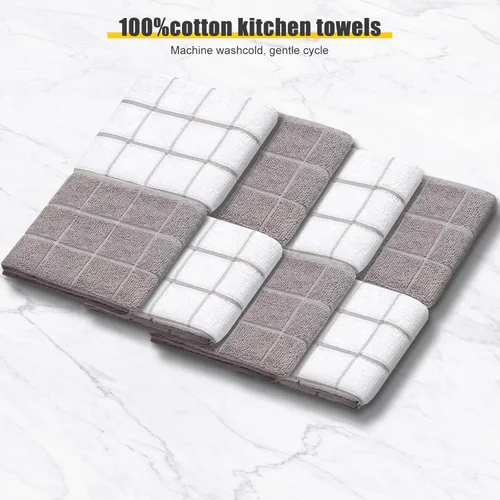 Miniatura 3 de Manoplas de Horno Toallas de Cocina Paños de Cocina con Soportes para Ollas Juego de 12 Piezas, Juego de Toallas de Cocina, Guantes de Horno Gris