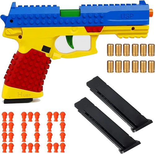 Miniatura 5 de Dreamplay Pistola de juguete que expulsa cartuchos, juguete educativo con acción de retroceso automático para juegos de disparo para niños
