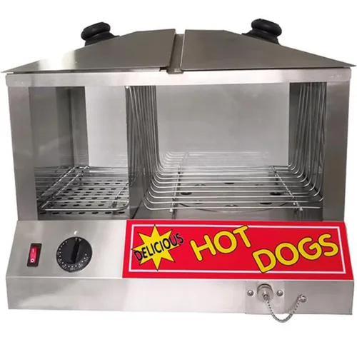 FSE HDS-1300W/100 - Vaporizador y calentador de bollos para perros calientes con 100 perros calientes y capacidad de 48 bollos, carga superior, 18