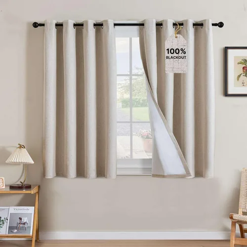 Miniatura 25 de H.VERSAILTEX Cortinas opacas de lino de 72 pulgadas de largo, 100% absolutamente opacas, con aislamiento térmico, con textura de lino, cortinas