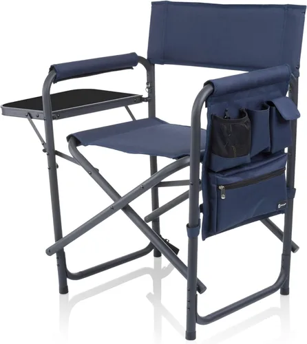 Picnic TIME Silla deportiva con mesa auxiliar, sillas de camping acolchadas plegables para adultos al aire libre con portavasos y panel de Azul