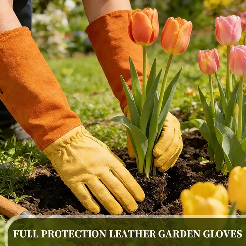 Miniatura 4 de Guantes de jardinería Acdyion para mujeres/hombres, guantes de poda de rosas, a prueba de espinas y cortes, guante largo de protección de antebrazo