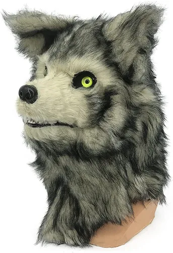Miniatura 4 de HAO Máscara de terror realista de Halloween con mandíbula móvil, máscara de cabeza de lobo movible para fiesta de Halloween, disfraz de lobo
