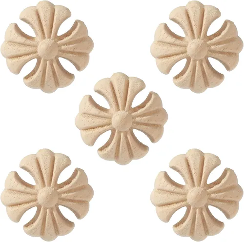 Miniatura 17 de 4 piezas de madera tallada de onlay apliques de madera de rosa tallada para muebles de cama, decoración de gabinete