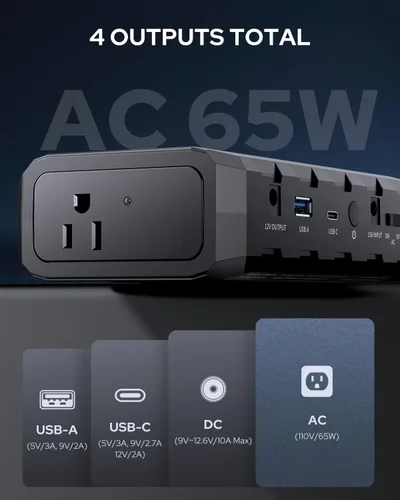 Miniatura 4 de Apowking Banco de Energía con Toma de CA, 65W Banco de Batería Portátil para Laptop Carga Rápida, 88.8Wh/24000mah Estación de Energía para Camping