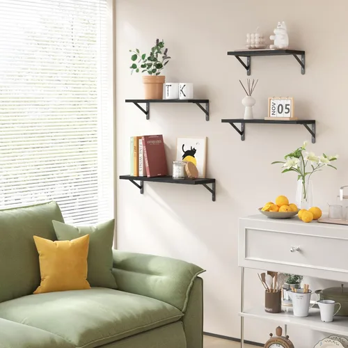 Miniatura 5 de YGEOMER Estantes flotantes para pared, estantes de pared negros de diferentes tamaños para sala de estar, baño, dormitorio, cocina, decoración