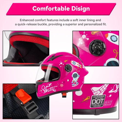 Miniatura 5 de Casco de motocicleta para niños, casco de cara completa para jóvenes, casco ligero aprobado por DOT para motocross, ATV, todoterreno, cascos