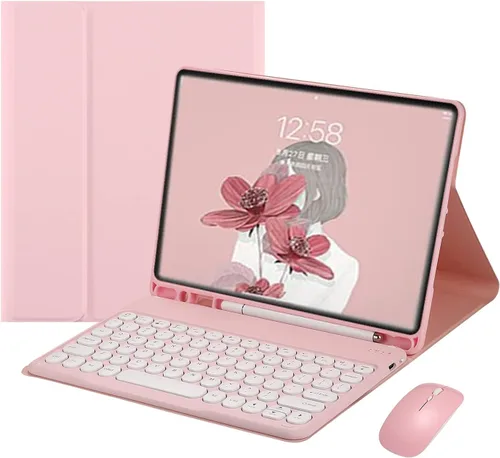 Funda con Teclado y Ratón YEEHi para iPad Air de 11 Pulgadas M3/M2, iPad Air de 5ª/4ª Generación de 10.9" con Ratón, Teclado Desmontable Redondo en