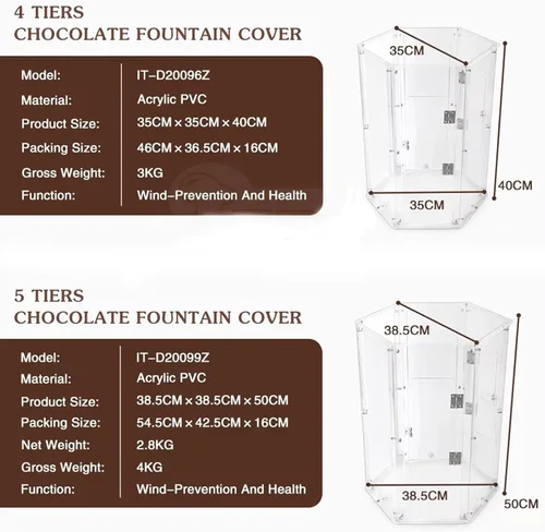 Miniatura 6 de Cubierta de fondue de chocolate comercial, cubierta grande de 4 a 7 niveles, cubierta de máquina de cascada de chocolate, cubierta de torre