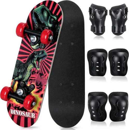 Miniatura 11 de Honoson Juego de 7 piezas de rodilleras, coderas y muñequeras para patinetas para principiantes y niños pequeños