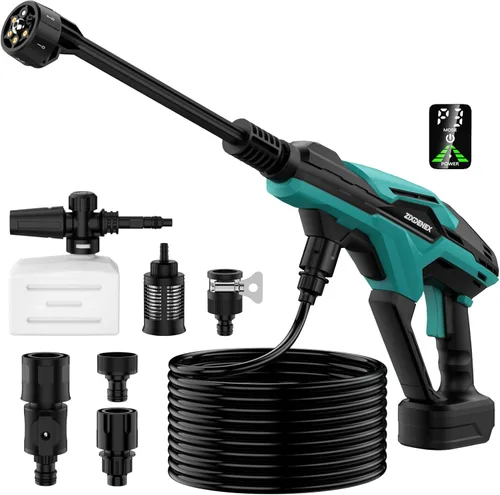 Miniatura 10 de Lavadora a presión inalámbrica para batería Milwaukee 18V, lavadora de mano portátil de 800 PSI con motor sin escobillas, boquilla 6 en 1, 3 niveles