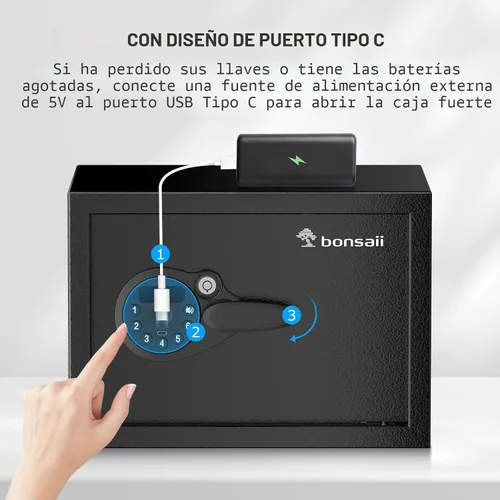 Miniatura 8 de Caja fuerte Bonsaii, caja de seguridad de 0.6 pies cúbicos con teclado electrónico, estante removible, para objetos de valor, joyas y documentos