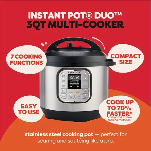 Miniatura 2 de Instant Pot IP-DUO60, 6cuartos/1000W - Olla a presión multifunción 7 en 1, Acero inoxidable y negro
