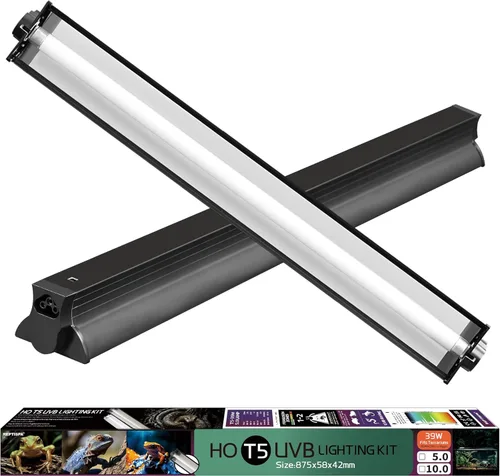 Miniatura 9 de Kit combinado de iluminación T5 HO UVB, lámpara de reptil de 8 W con bombillas fluorescentes, luz UVB Desert 10.0 para reptiles y anfibios, luz