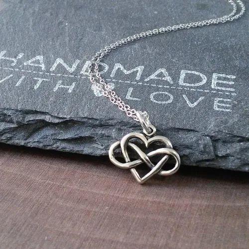 Miniatura 3 de KEVIN N ANNA Collar pequeño de plata de ley con dije de corazón infinito, 18 pulgadas