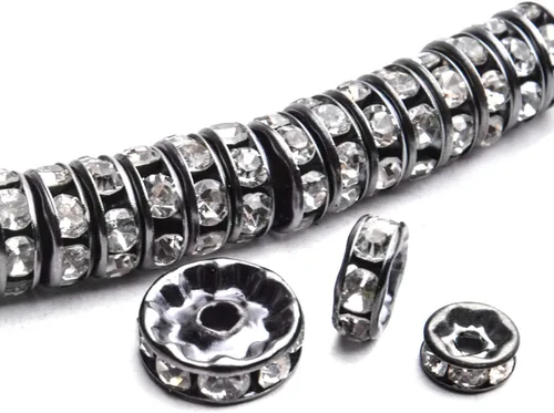 Miniatura 4 de Cuentas espaciadoras de cristal, 400 cuentas de diamantes de imitación de aleación de color negro pistola, accesorios para manualidades, joyas