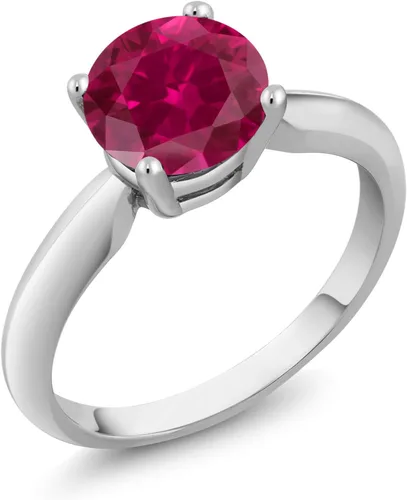 Miniatura 3 de Gem Stone King Anillo de compromiso solitario redondo de plata de ley 925 de 0.276 in con piedra natal Anillo de compromiso de boda aniversario