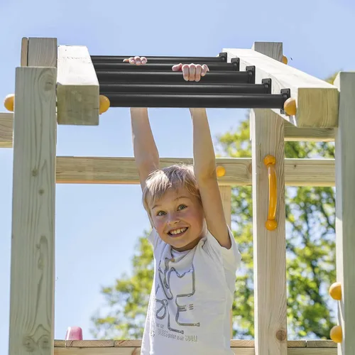 Miniatura 3 de Juego de 6 barras de mono negro para exteriores, juego de 6 peldaños de escalera para juegos y juegos infantiles, barras de seguridad para escalar