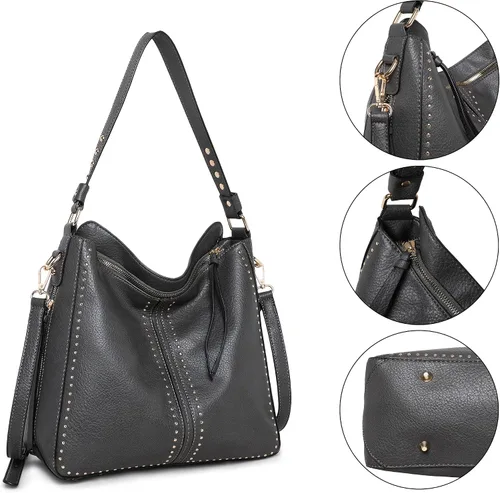 Miniatura 4 de Bolso bandolera grande de piel para mujer con correa cruzada y funda de quita y pon