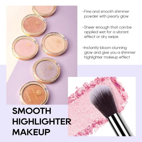 Miniatura 3 de Paleta de Polvo de Iluminador Rosa Horneado, Paleta de Polvo de Iluminador de Maquillaje Acabado Sutil y Brillante Iluminadores Faciales