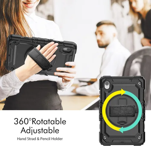 Miniatura 5 de Funda para Lenovo Tab M8 HD 8 pulgadas TB-8505F/8505X/8705F con protector de pantalla de grado militar a prueba de golpes resistente caso con Negro