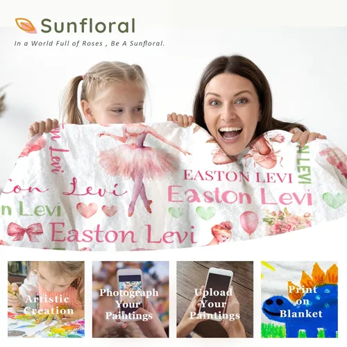 Miniatura 5 de Manta de Bebé Personalizada Danza Manta Personalizada con Nombre Manta Suave de Franela para Niños Niñas Niños Pequeños Bebés Niños Recién Nacidos