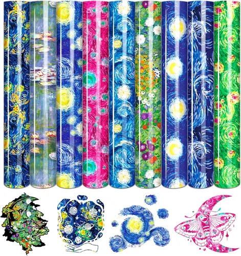 Miniatura 16 de Tintnut HTV Chameleon - Paquete de 9 unidades de vinilo termotransferible de 12 x 10 pulgadas para camisetas, 9 hojas de transferencia térmica