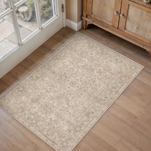 Miniatura 83 de PureCozy - Alfombra de área beige de 8 x 10, lavable, vintage, alfombra para sala de estar, dormitorio, gran alfombra suave retro de pelo bajo