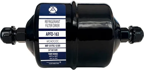 Appli Parts APFD-163 3/8 pulg. Filtro Drier de Línea Líquida de Refrigerante AC para Refrigeración HVAC 163 Conexión SAE Flare universal