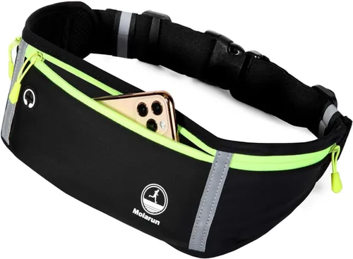 Miniatura 2 de Cangurera delgada para correr para mujeres y hombres, riñonera para correr, cinturón de dinero, soporte para teléfono para correr, deportes, Negro