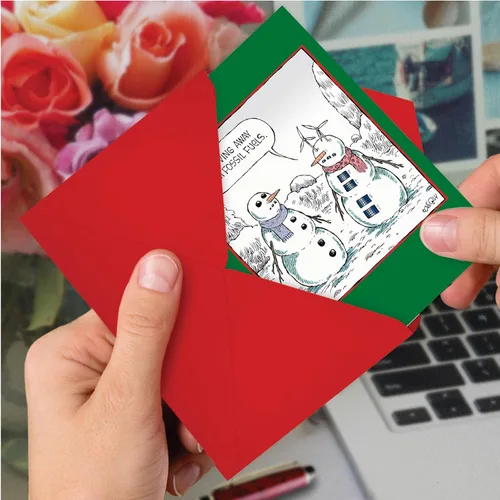 Miniatura 6 de NobleWorks - 12 tarjetas de Feliz Navidad de dibujos animados - Divertidos saludos de humor navideño, juego de tarjetas de notas en caja con sobres