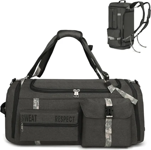 Bolsas de gimnasio para hombre, bolsa de lona para gimnasio, mochila deportiva de 3 vías para hombres con compartimento para zapatos y bolsillo para