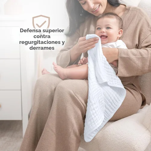 Miniatura 4 de Comfy Cubs - Paquete de 10 paños de muselina para eructos, 20 x 10 pulgadas, grandes, 6 capas, 100 % algodón, ultraabsorbentes, suaves, seguros