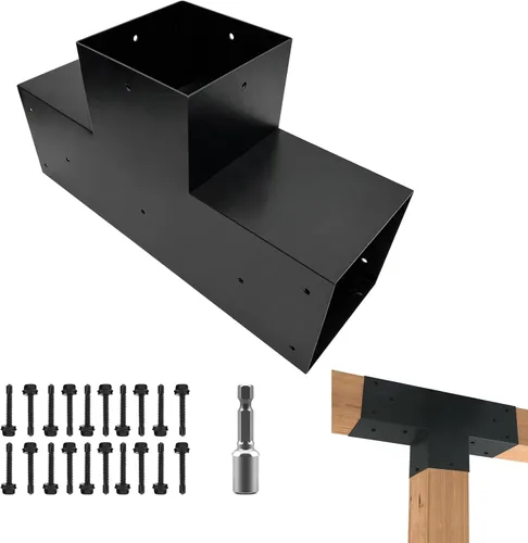 Miniatura 12 de Kits de soporte para pérgola DIY, soportes de esquina en forma de L de 2 vías para madera de 6 x 6 pulgadas (real: 5.5 x 5.5 pulgadas) para pérgola