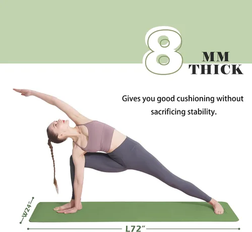 Miniatura 5 de UMINEUX Esterilla de yoga extra gruesa de 1/3 y 2/5 pulgadas antideslizante para mujeres, respetuosa con el medio ambiente, tapete de ejercicio