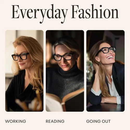 Miniatura 8 de CCVOO Lentes de lectura elegantes para mujer, anteojos elegantes, lectores de luz azul, tramposos Negro + Transparente + Menta Marbel +